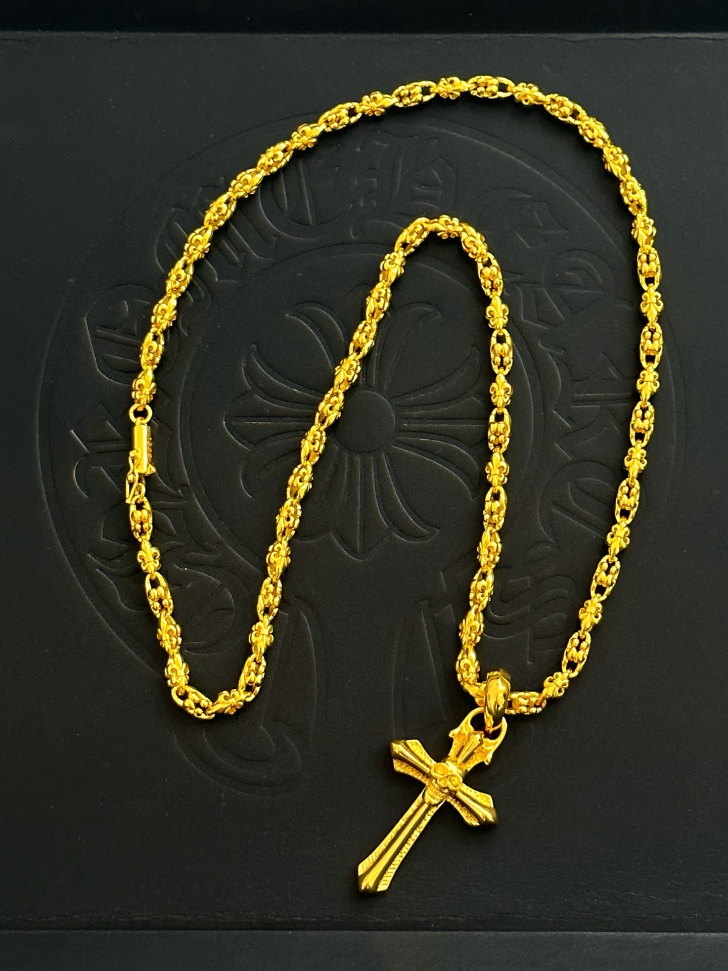 Chrome Hearts Gold Cross Pendant Necklace
